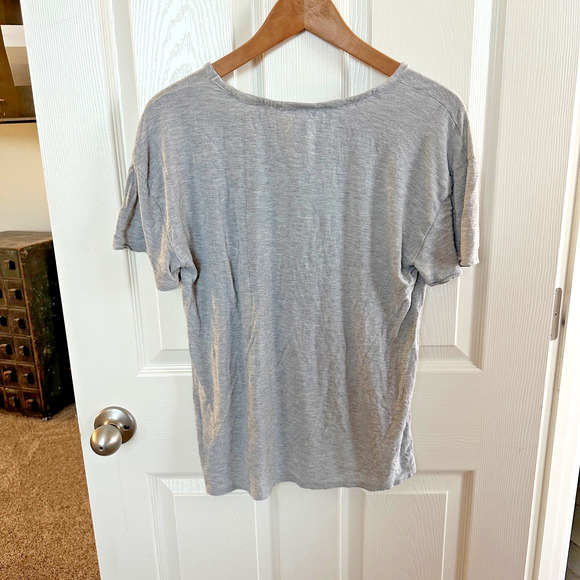 lucky brand women's medium gray short sleeve graphic tee soft rayon spandex top - Picture 2 of 4